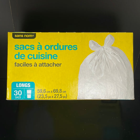 SANS NOM, Sacs à ordures de cuisine faciles à attacher, longs 30 sacs