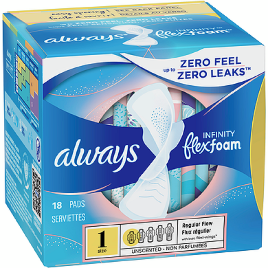 Always Serviettes Infinity FlexFoam pour femmes, taille 1