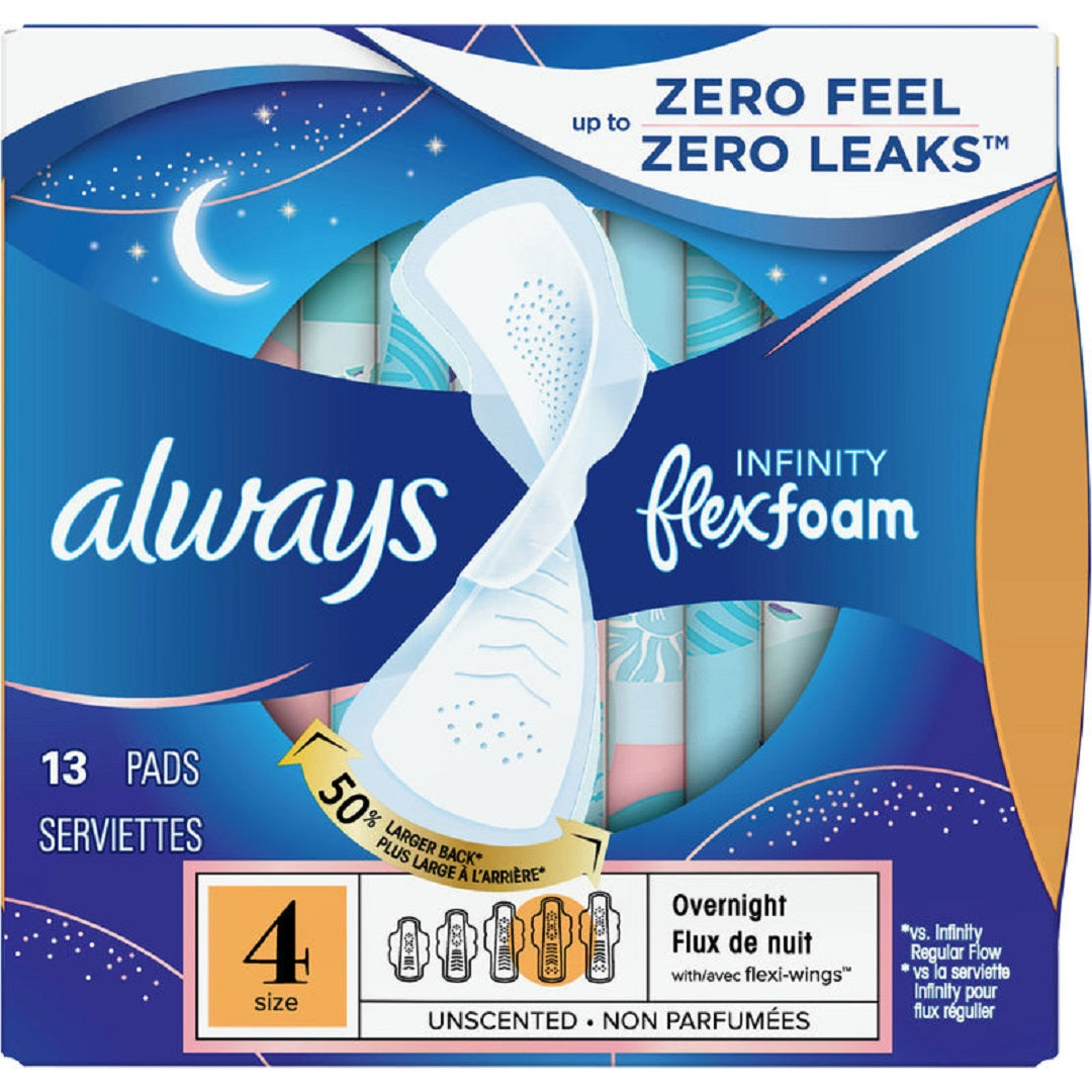 Always Serviettes Infinity FlexFoam pour femmes, taille 4