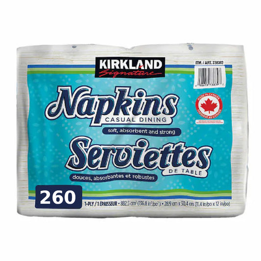 Kirkland Signature, Paquet de 260 serviettes de table, 1 épaisseur