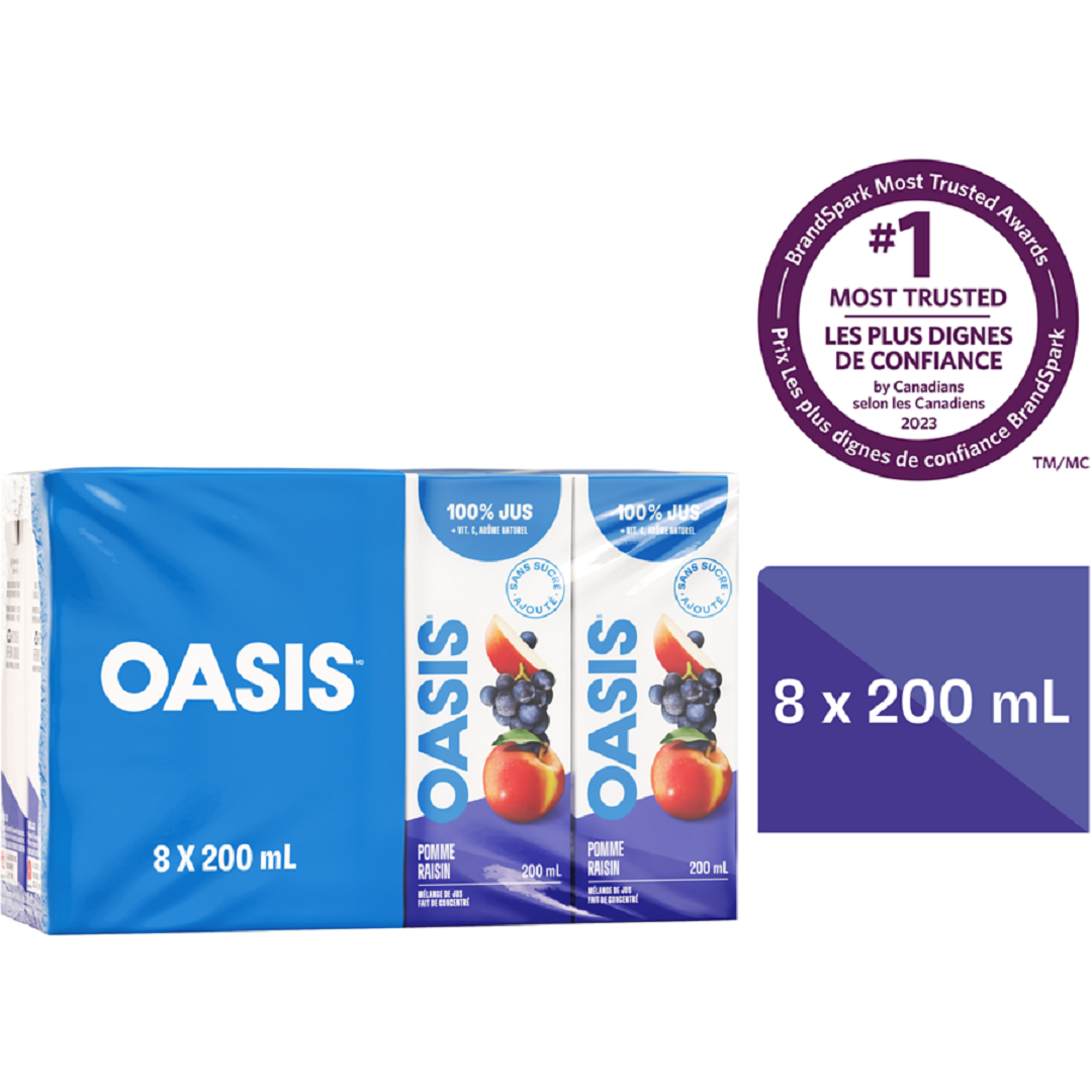 OASIS, 100% Jus, 8 x 200 ml (variété)