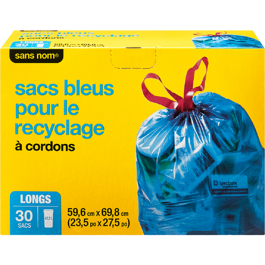 SANS NOM,  Sacs Bleus À Recyclage Pour Cuisine, À Cordons Longs 42,5 L